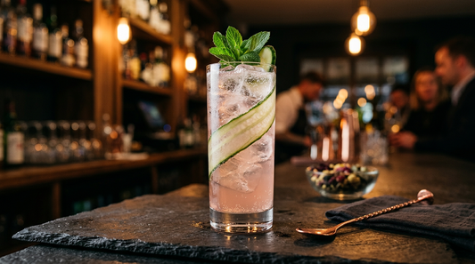 A long, refreshing highball built on Asterley aperitivo, fresh cucumber and elderflower tonic. The summer afternoon drink in a glass.